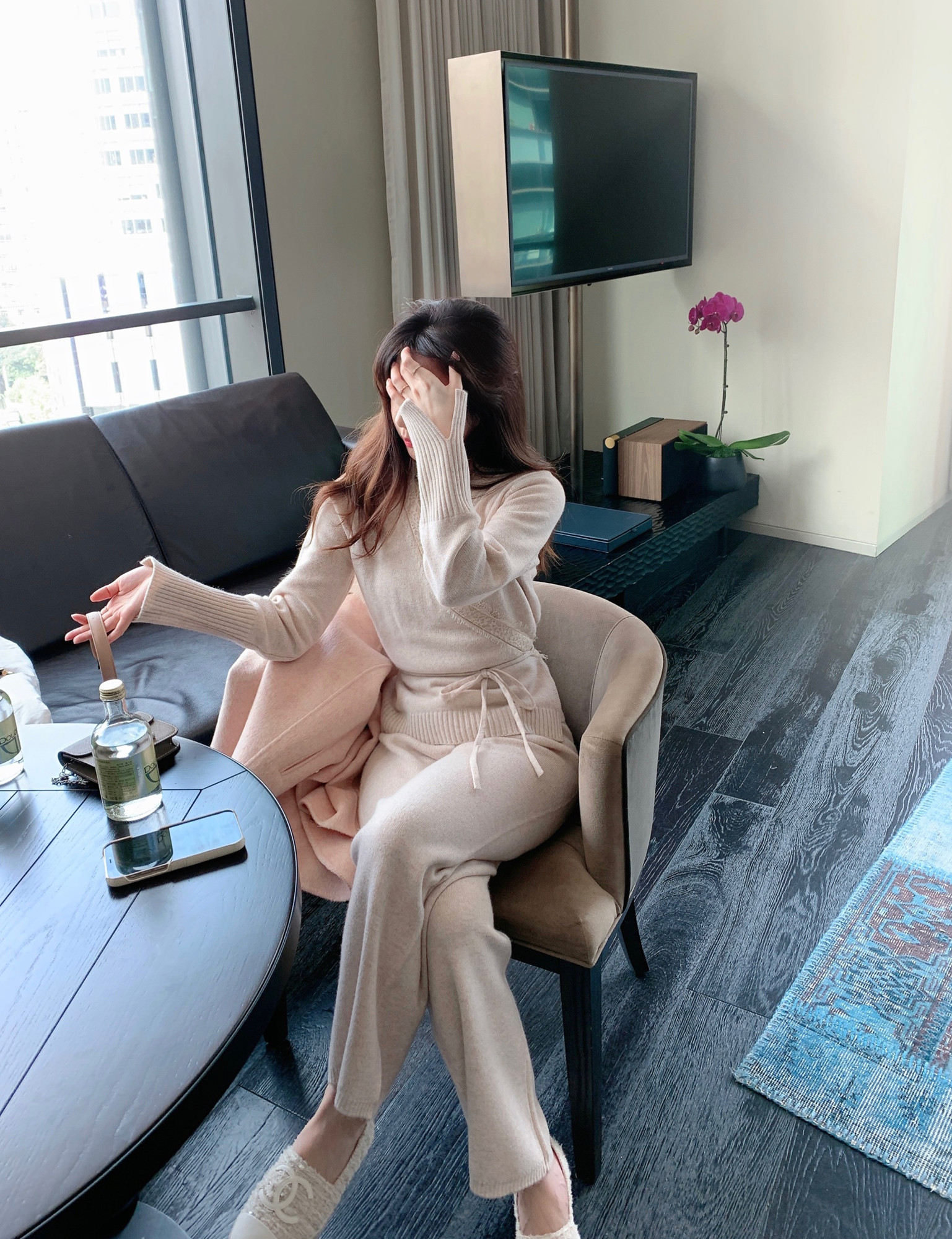 Zhao Baoni 30 wool floral yarn knitted pants women's autumn and winter 2022 new loose and thin casual grandma pants