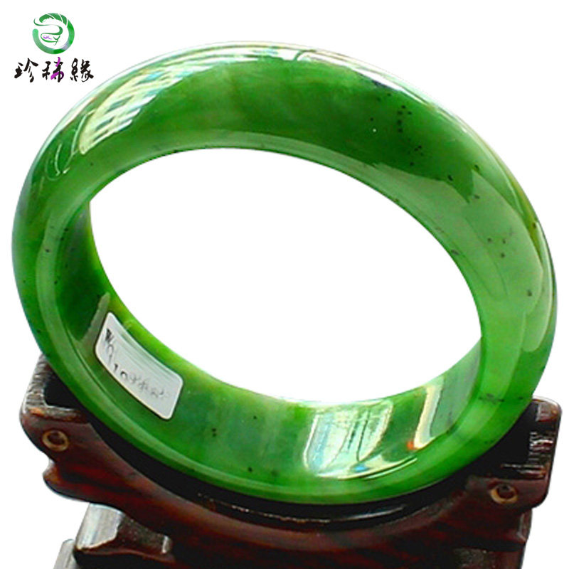 Xinjiang and Tian Jade bracelet spinach green jade female spinach green mother with certificate