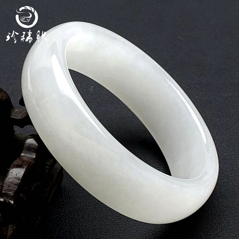 Rare Edge Xinjiang Hetian White Jade Bracelet Oil Run Natural Hetian Jade Bracelet Female Mountain Flowing Water Jade Belt Certificate