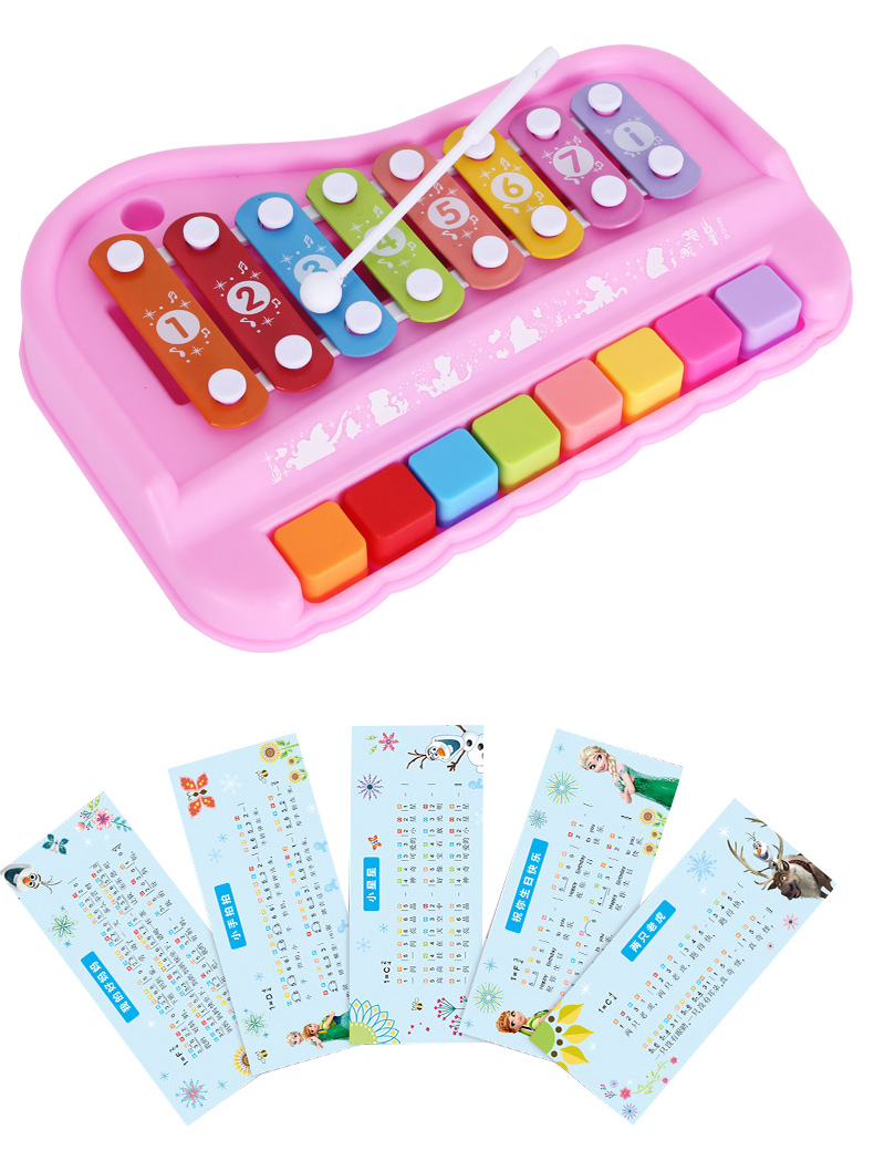 Nhạc cụ trẻ em của Disney gõ piano đồ chơi giáo dục cho trẻ sơ sinh nam và nữ nhạc tay gõ piano tám giai điệu hai trong một bộ lục lạc nhạc cụ cho bé
