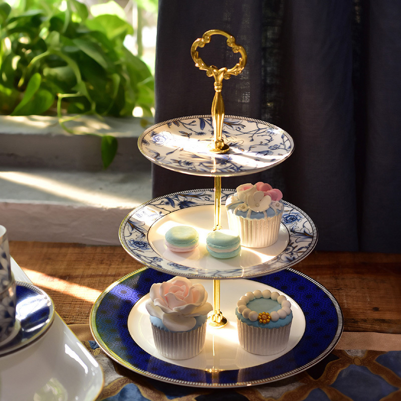 European-Style Dessert Plate, High-End British-Style Fruit Plate, Living Room Creative Cake Stand, Snack Fruit Plate, Afternoon Tea Ceramic Exquisite