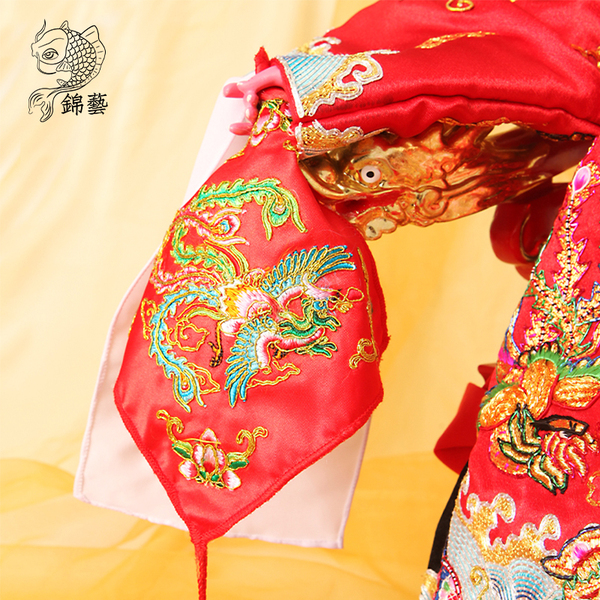Chinese Style Mazu Statue Virgin Mother Antique Embroidery Handkerchief BJD Doll Three-Point Handkerchief Embroidery Phoenix Small Square Towel