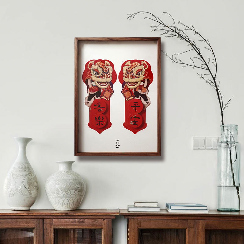 Dining room Wall entrance door facing wall Xuanguan Living room Decorative Calligraphy and painting Chinese New Classical Light Extravagant Wall Painting