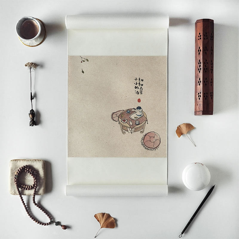 (Find 1) Handwritten hand-painted calligraphy, calligraphy, calligraphy and painting, decorative scroll, Zen-like hanging painting, small drink and wine, vertical painting scroll