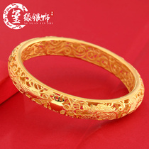  Dragon and phoenix auspicious sterling silver bracelet S999 foot silver dragon and phoenix play beads ancient silver bracelet filigree double hollow send wife