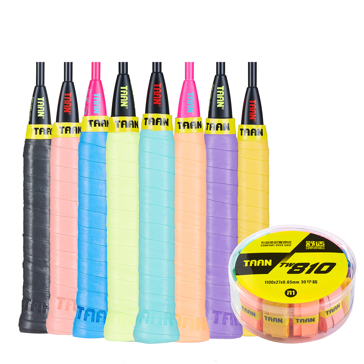 TAAN Thai hand gum TW810 feather racket cotton candy hand gum sucking sweat with anti-slip adhesive 30 mixed color dress