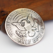 Handmade silver brazed half dollar genuine coin buckle wealth cloth buckle wallet decorative buckle cow buckle leather carving leather art accessories