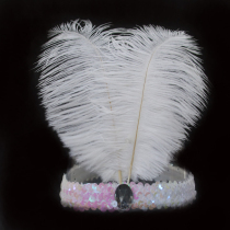 Double feather hair adorned African drum Indian wearing ostrich wool head with performance ball prop head decorated with feather head