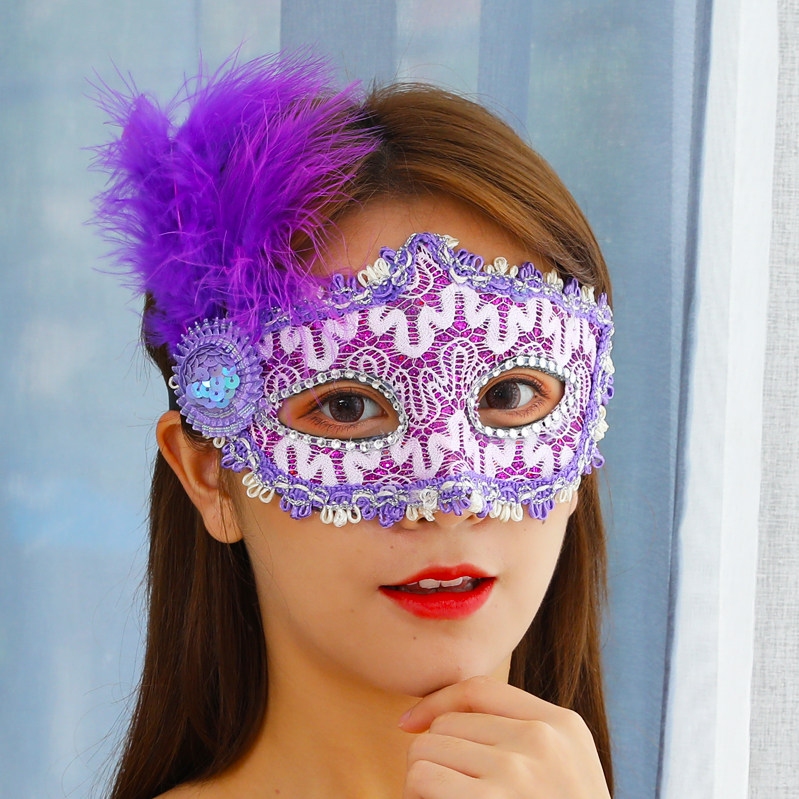 Halloween side hat mask half face female adult children masquerade party Venetian princess masquerade party props
