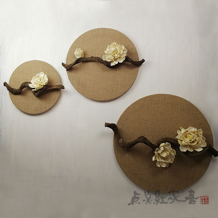 Spring river flower moon night magnolia flax circular decorative painter Ju=wall decoration pendant dry flower entrance wall decoration new products