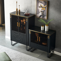 Glass wine cabinet against the wall Modern simple living room small wine cabinet home light luxury high-end side cabinet restaurant cabinet