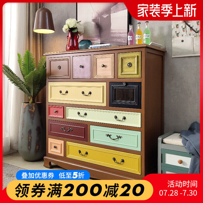 American Five-Bucket Cabinet Solid Wood Bedroom Cabinet Collection Cabinet Collection Cabinet Color Five-Bucket Cabinet