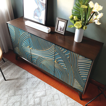 American shoe cabinet Solid wood living room door entrance cabinet Light luxury dining side cabinet Modern storage storage decorative bucket cabinet against the wall