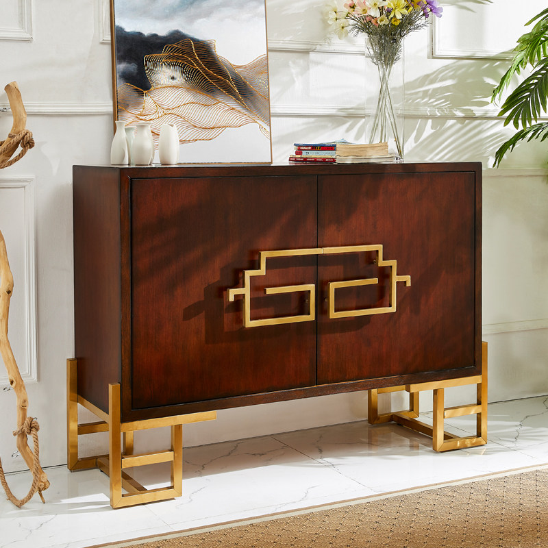 New Chinese entrance cabinet solid wood living room antique light luxury storage decorative cabinet American shoe cabinet large capacity sideboard