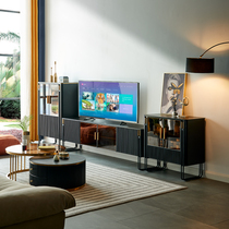 Light luxury Rock Board coffee table TV cabinet combination modern simple living room new small house wall cabinet round tea table solid wood