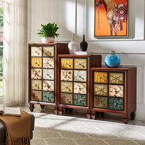 American painted bucket cabinet solid wood living room entrance decoration bedroom small apartment storage cabinet wall cabinet combination