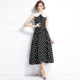 European station foreign trade trend fashion women's lapel Hepburn slim fit retro polka dot print mid-length dress