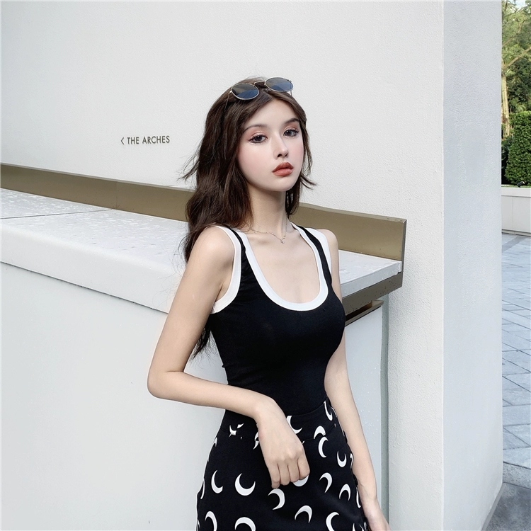 2022 New Korean Summer Harajuku Moon Pattern Black A-line Skirt Sexy Chiffon Slit Skirt Female High Waist Long Skirts Streetwear crop top with skirt