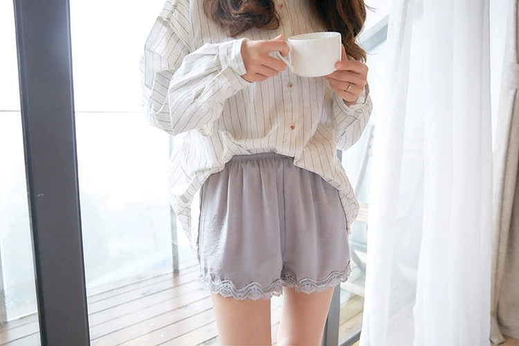 Mùa hè 2018 mới quần short lụa mờ ren ba điểm quần an toàn mỏng chống sáng bên ngoài mặc legging quần đùi nữ đẹp