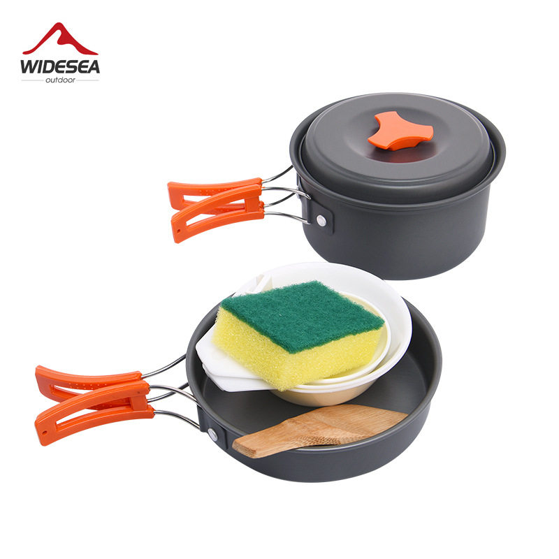 Outdoor camping 1-2 people portable folding anti-scalding pot with tableware picnic hiking camping light weight boiling water pot