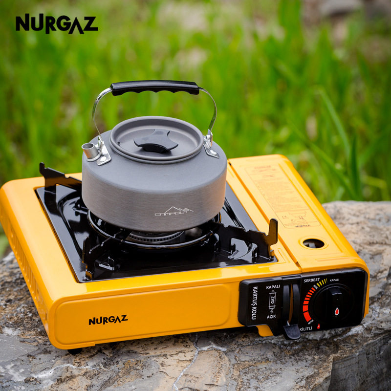 NURGAZ Outdoor Cassette Stove Outdoor Portable Picnic Cassette Gas Stove Gas Tank Gas Stove Camping Cookware