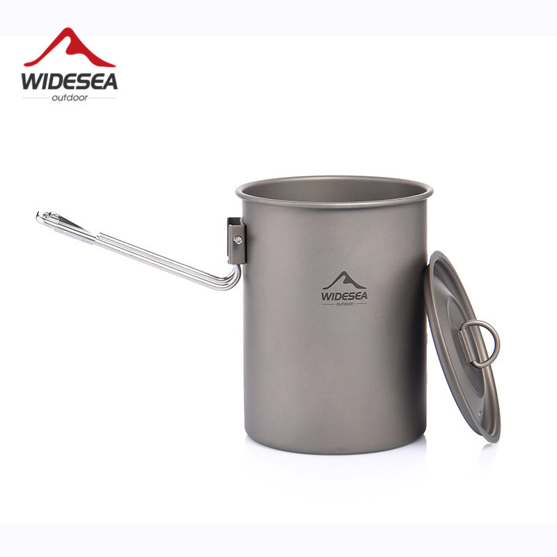 Outdoor travel camping camping pure titanium alloy 900ML lightweight single travel portable outdoor pot stainless steel