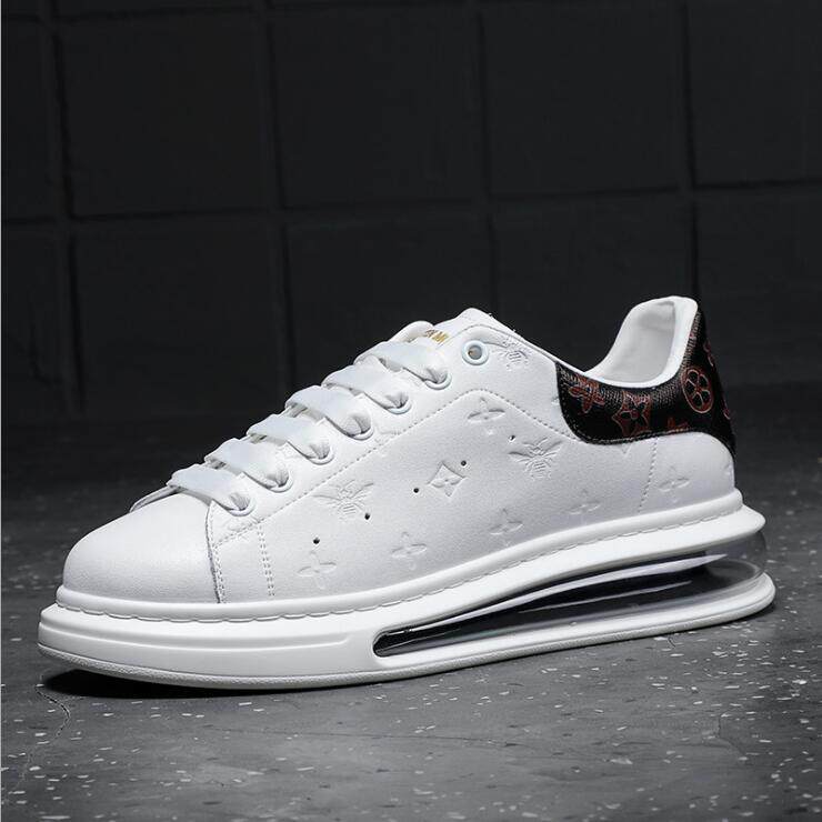 Stars Same Mckun Men's Summer Thick Bottom Heightened Genuine Leather Breathable Air Cushion Small White Shoes 100 Ride Tide Mckun Board Shoes