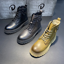 European station genuine leather high help Martin boots Inron craze shoes leather boots Overalls winter gush male boots