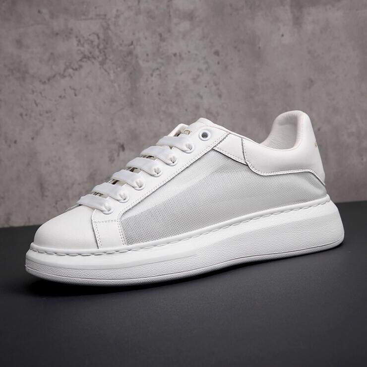 Stars Same Summer 100 Hitch Breathable Mckunnet Shoes Genuine Leather Breathable Thick Bottom Heightening Small White Shoes Casual Board Shoes Man