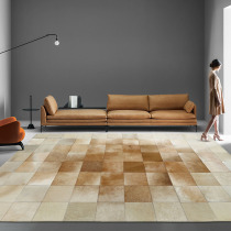  Cowhide stitching carpet Nordic modern simple American living room coffee table floor mat large area bedroom bedside carpet customization