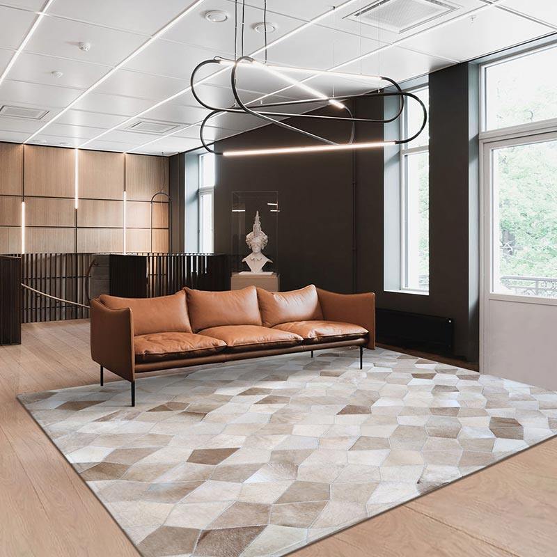 Leather stitching carpet living room American light luxury coffee table pad room home modern minimalist bedroom bedside blanket customization