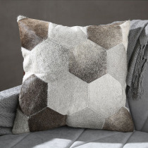 Stitching cowhide pillow Nordic modern simple Gray living room sofa geometric car office pillow cushion
