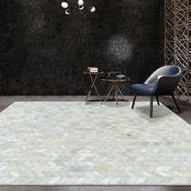  Imported cowhide geometric stitching carpet Minimalist Nordic light luxury living room sofa coffee table mat Bedroom bedside blanket customization