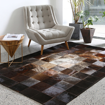  Cowhide stitching carpet living room American room coffee table mat Modern simple bedroom bedside blanket lattice puzzle customization