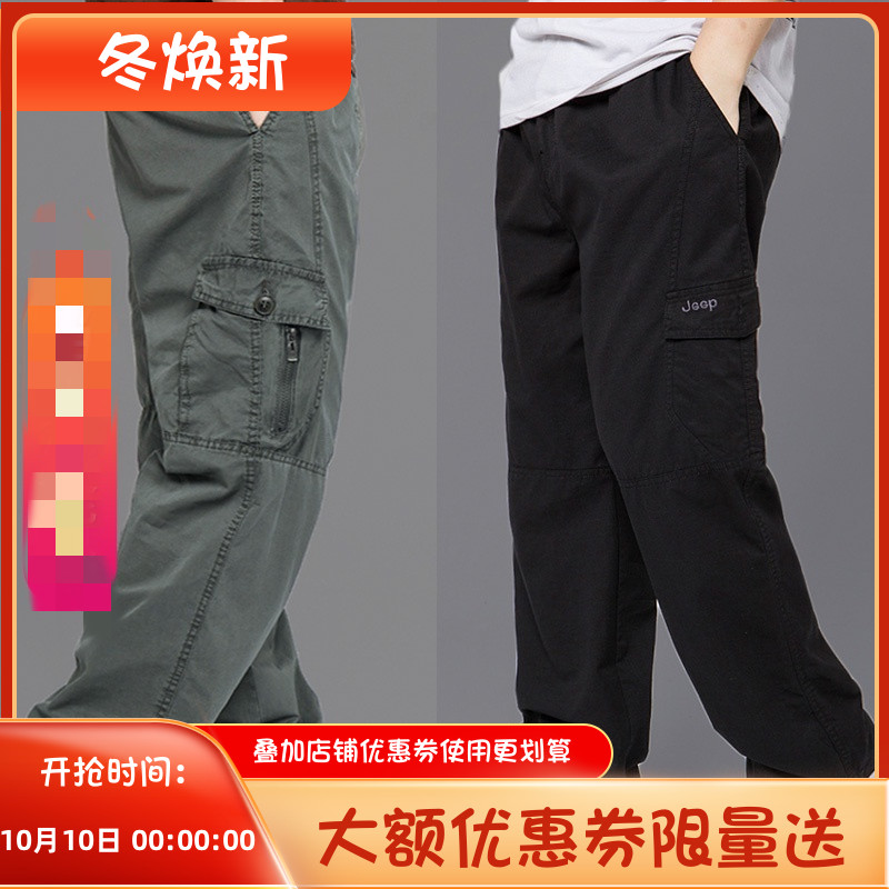 2021 summer new fat guy pants men's casual trousers loose straight tube plus fertilizer to increase overalls plus size men's pants