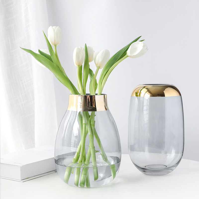 Modern Jean Joins Eurostyle Classic transparent glass vase Nordic floral sketching Phnom Penh mouth light and luxurious with flower arrangement