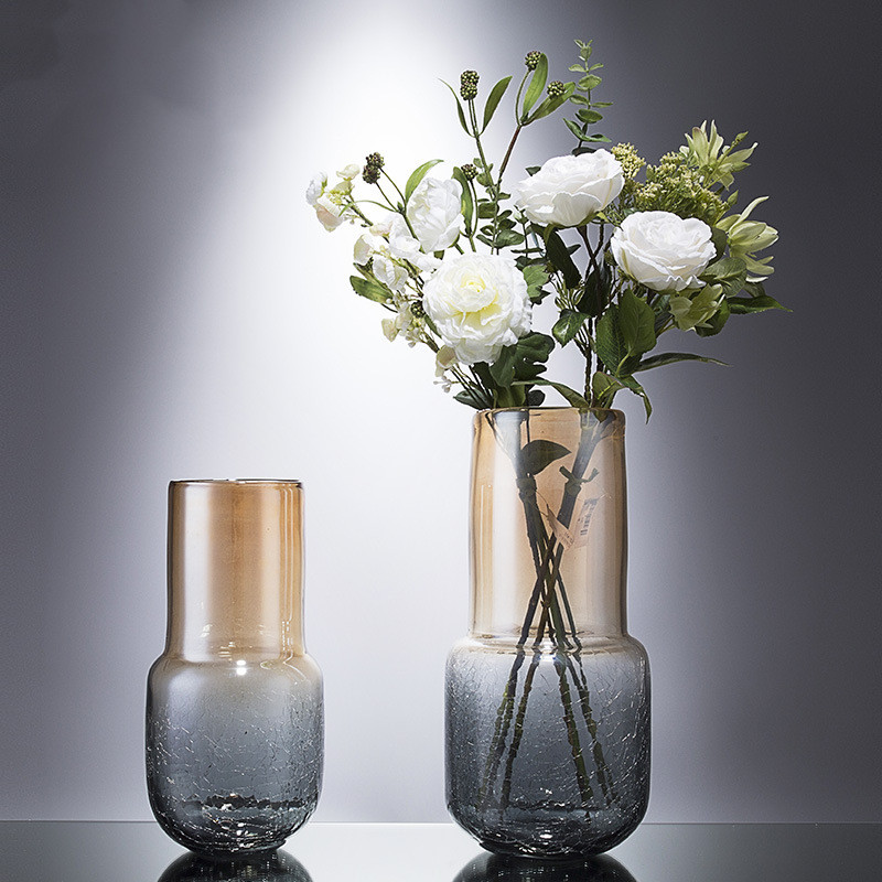 Ice Cracked Stained Glass Vase Living Room Prototype House Retro Hydroponic Glass Florator Decorations