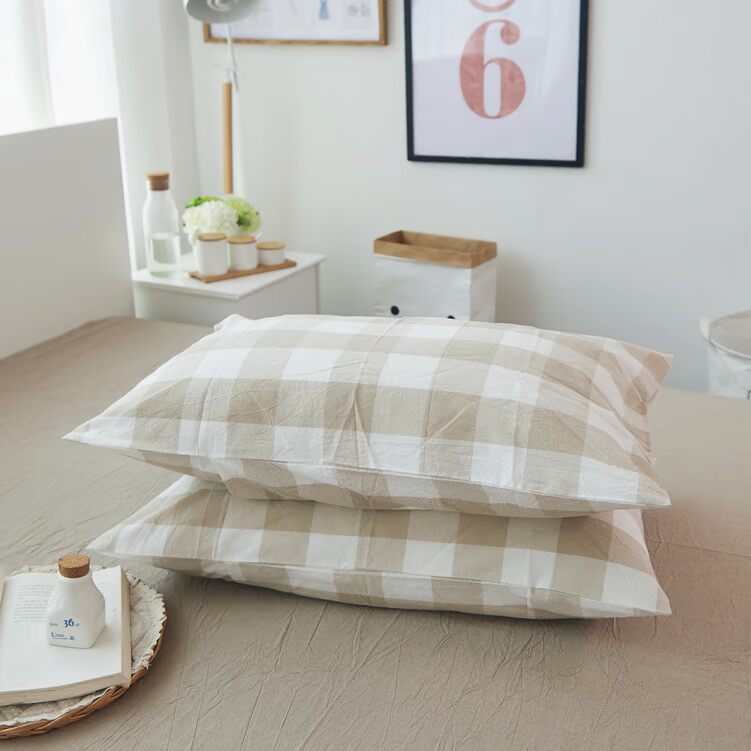 Rửa gối bông cotton thấm nước, thoải mái thở kẻ sọc không dán tem kiểu Nhật bông gối đơn hoặc kép Độc thân - Gối trường hợp gối chữ u cao su non
