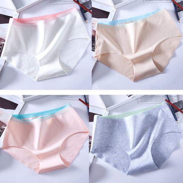 4 miếng lót womens bông ms không dấu. một tam giác kháng khuẩn thở eo màu quần short kích thước lớn.