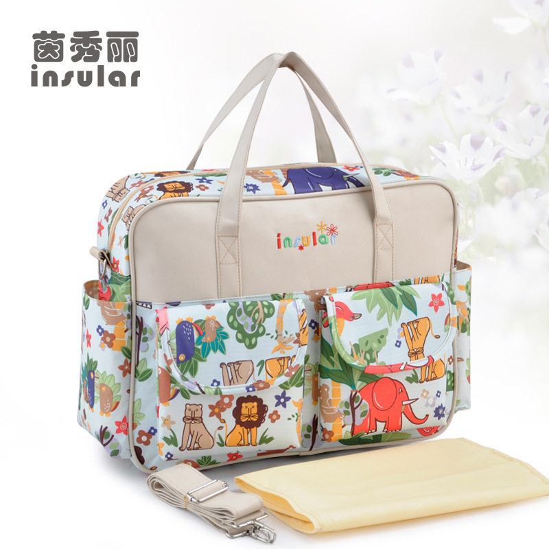 Mommy bag with baby travel storage bag baby supplies bag travel large-capacity oblique span waterproof handbag