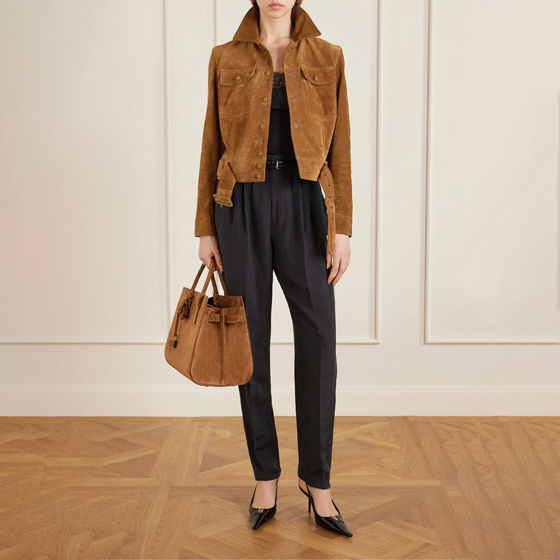 2026 Spring and Autumn New Style Yangshulin Same Style Genuine Leather Jacket Women's Short Mixed Sheepskin Casual Biker Jacket