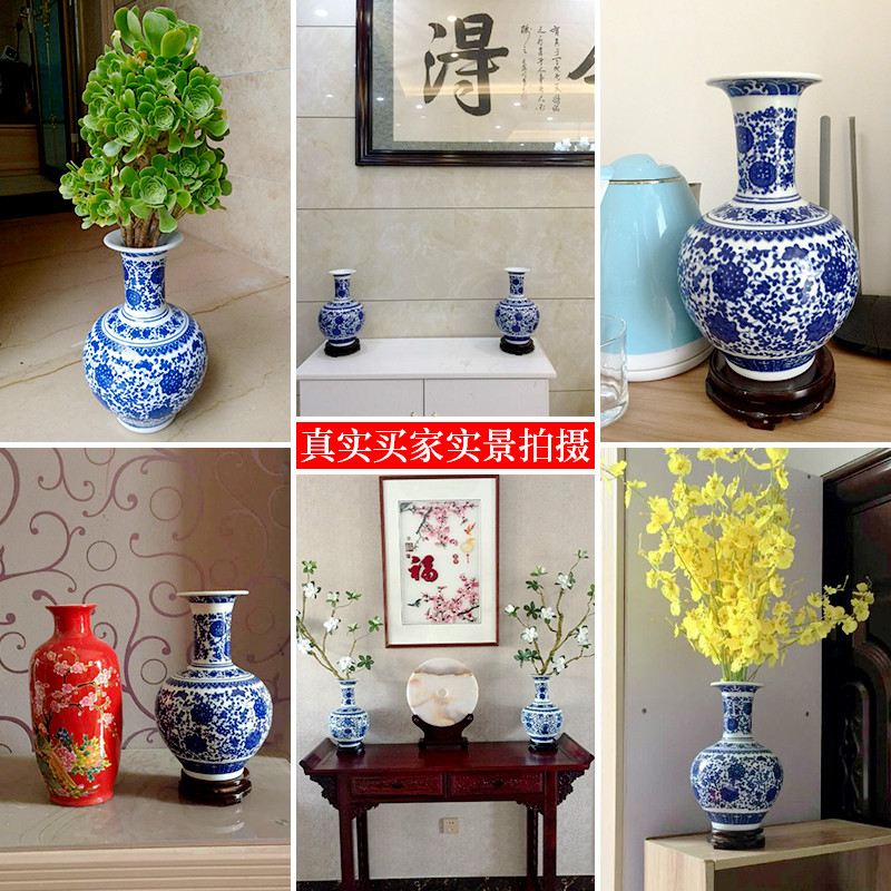 Jingdezhen ceramics vase archaize sitting room place of blue and white porcelain flower arrangement of TV ark, wine home decoration