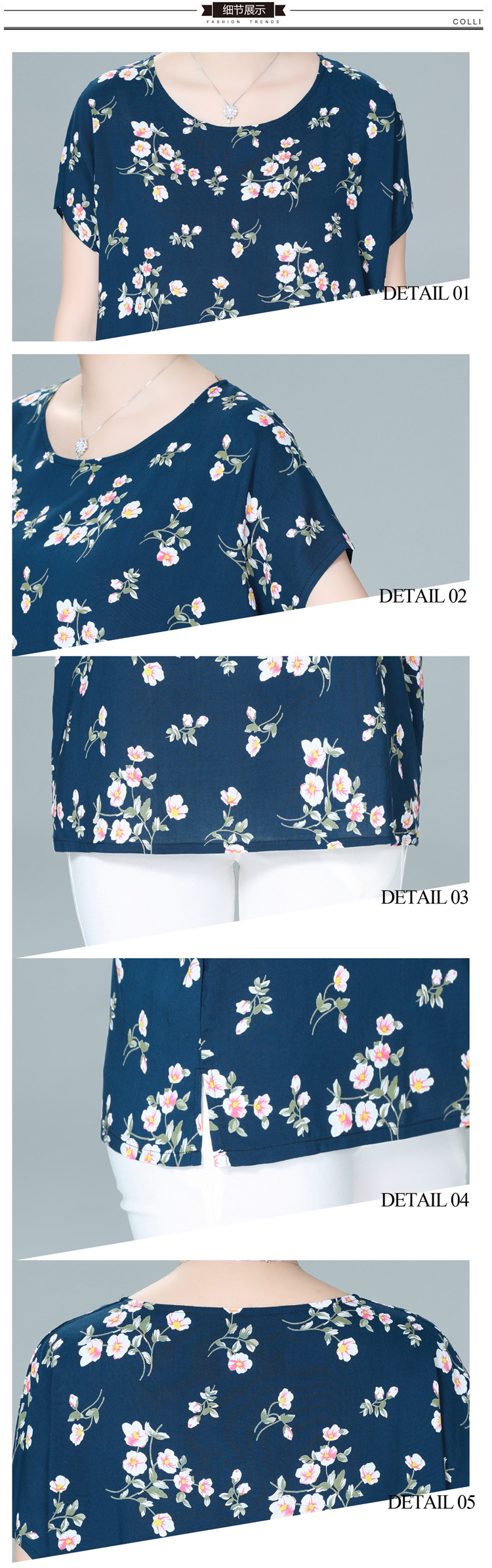 Trung niên và cũ của phụ nữ béo mẹ bông giản dị T 桖 lỏng kích thước lớn rayon vòng cổ bat tay áo áo thun áo cho mẹ
