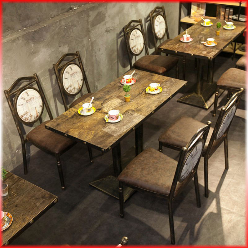 Restore Industrial Wind Cafe Cardseat Milk Tea Dessert Bar Bar Sofa Themed Dining and Chair Combination