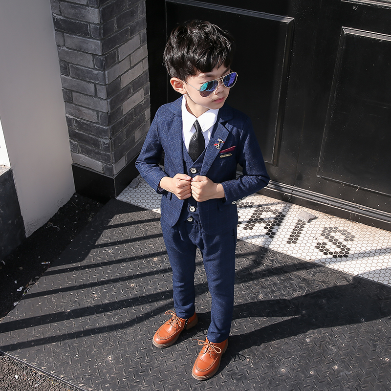 2020 Spring Autumn Season Casual Children's Suit Suit Suit Children Suits Three Sets Boy Flowers Tuxedo Tide