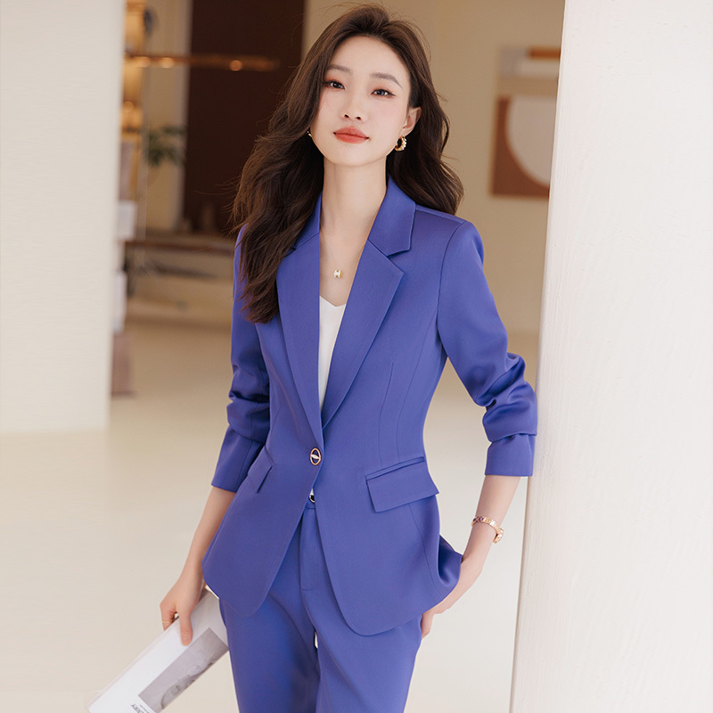 Fashionable Korean-Style Fresh Purple Blazer for Women, 2023 Autumn and Winter New News Anchor Host Blazer Suit