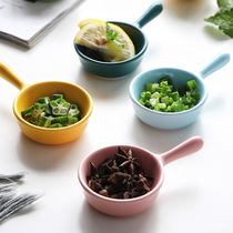 Ceramic small saucer household dipping dish vinegar sauce dish seasoning mini Japanese handlebar creative cute tableware