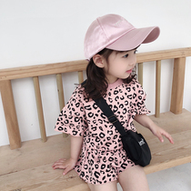 Summer Han Edition Girls Girls Baby Fashion Package Two pieces of tide - hundred and little Lori BAO WEN Short Sleeve Ocean