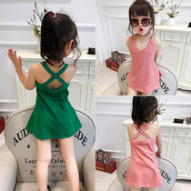 Han Edition vest dress summer new children behind girl baby baby pure sleeveless dress hanging dress