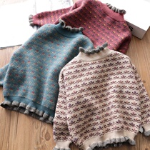 71 Girl Sweater 2021 new autumn and winter Han Edition children plus thickness knitting and warm - beaten sweater